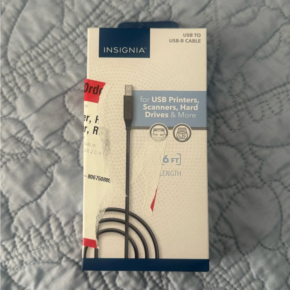 ✨5/$12 Insignia Black USB to USB-B Cable - 6 ft